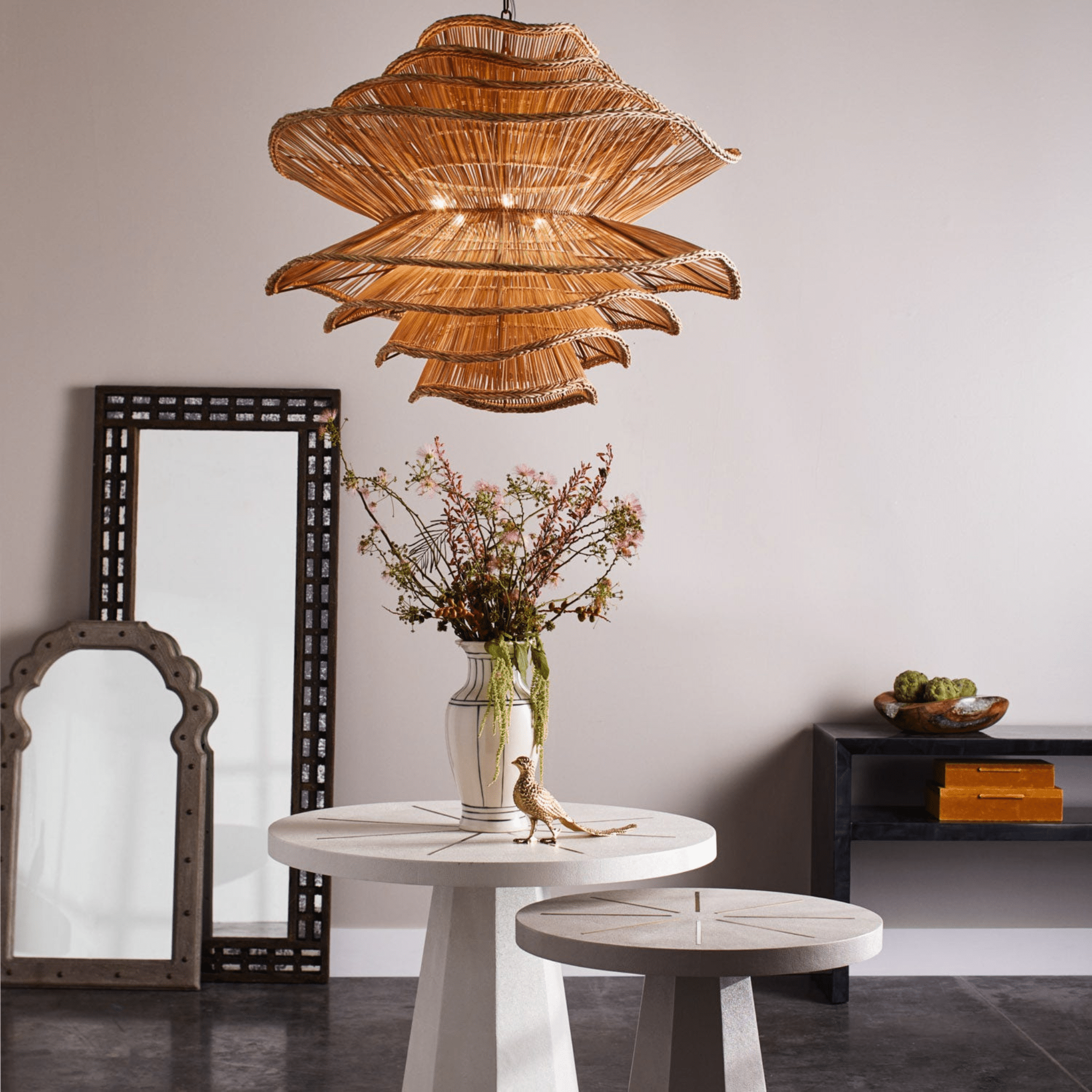 Elba Rattan Chandelier in Natural Rattan - Three Sizes - Our Boat House