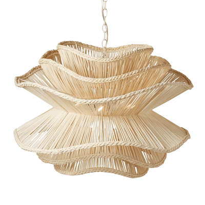 Elba Rattan Chandelier in White Rattan - Three Sizes - Our Boat House