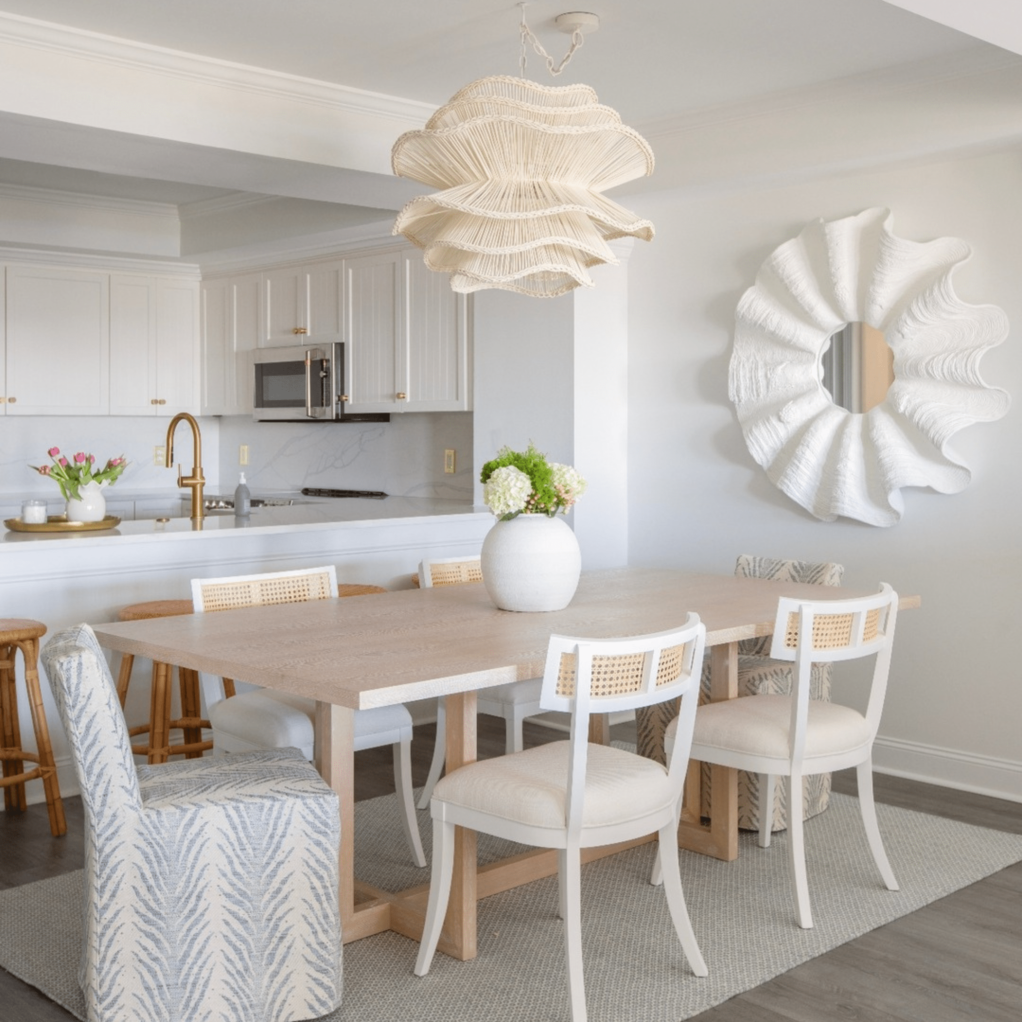 Elba Rattan Chandelier in White Rattan - Three Sizes - Our Boat House