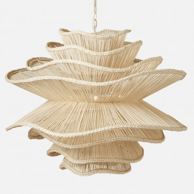 Elba Rattan Chandelier in White Rattan - Three Sizes - Our Boat House