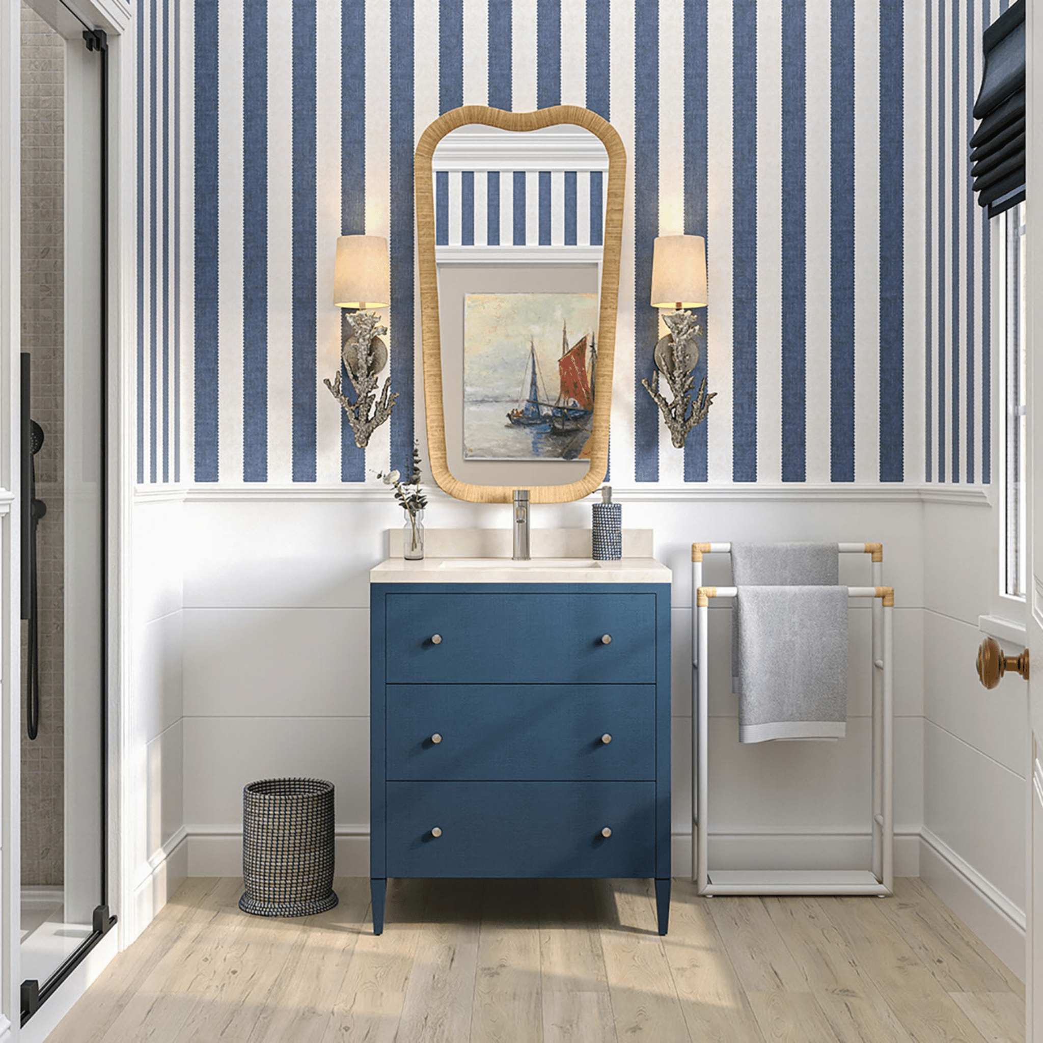 Elena Natural Rattan Mirror - Two Sizes - Our Boat House