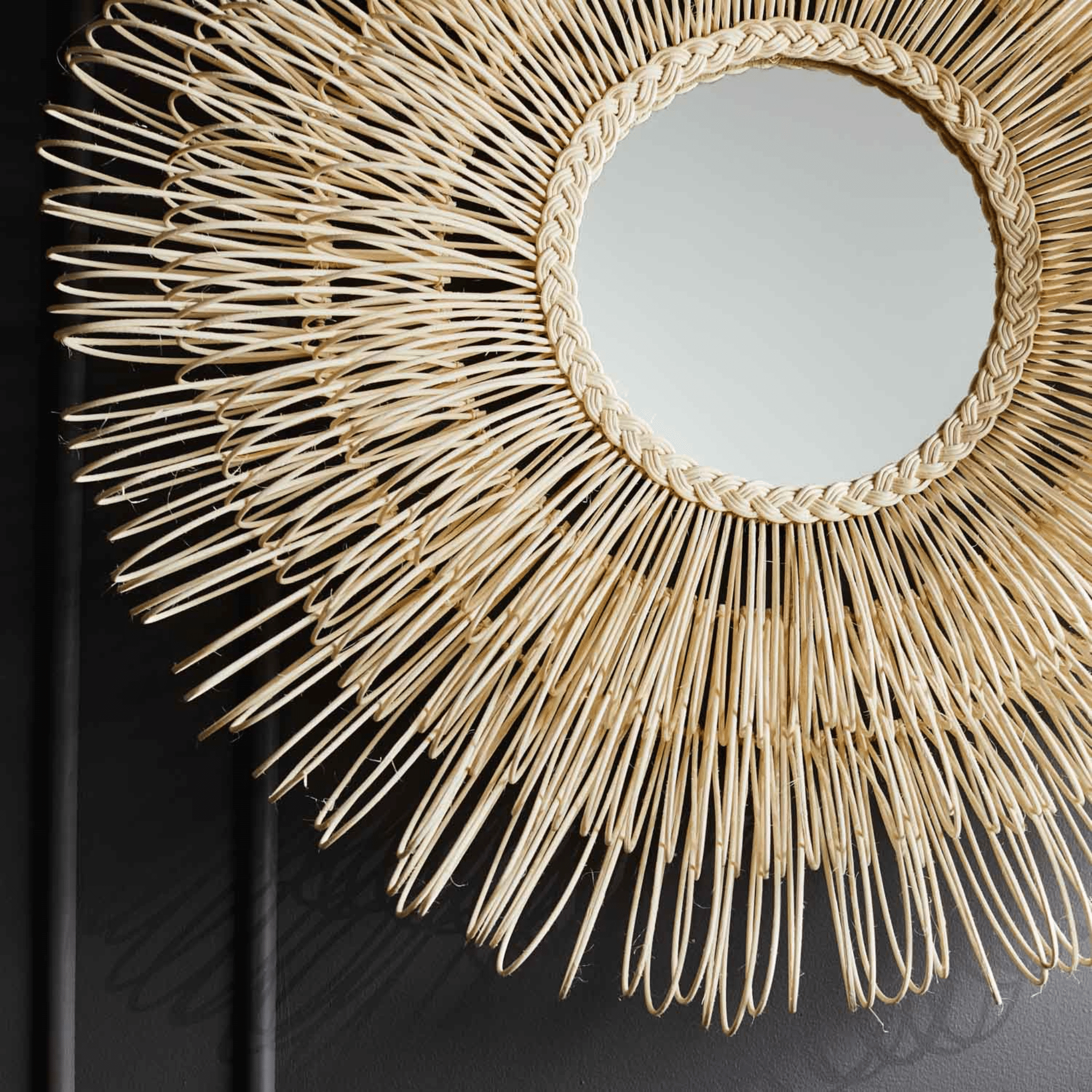 Eliza White Cane Round Mirror - Our Boat House