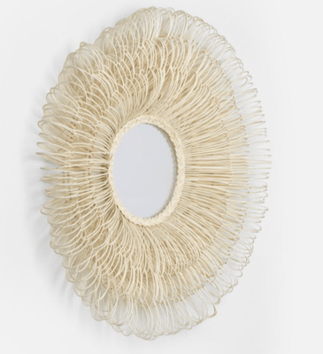 Eliza White Cane Round Mirror - Our Boat House