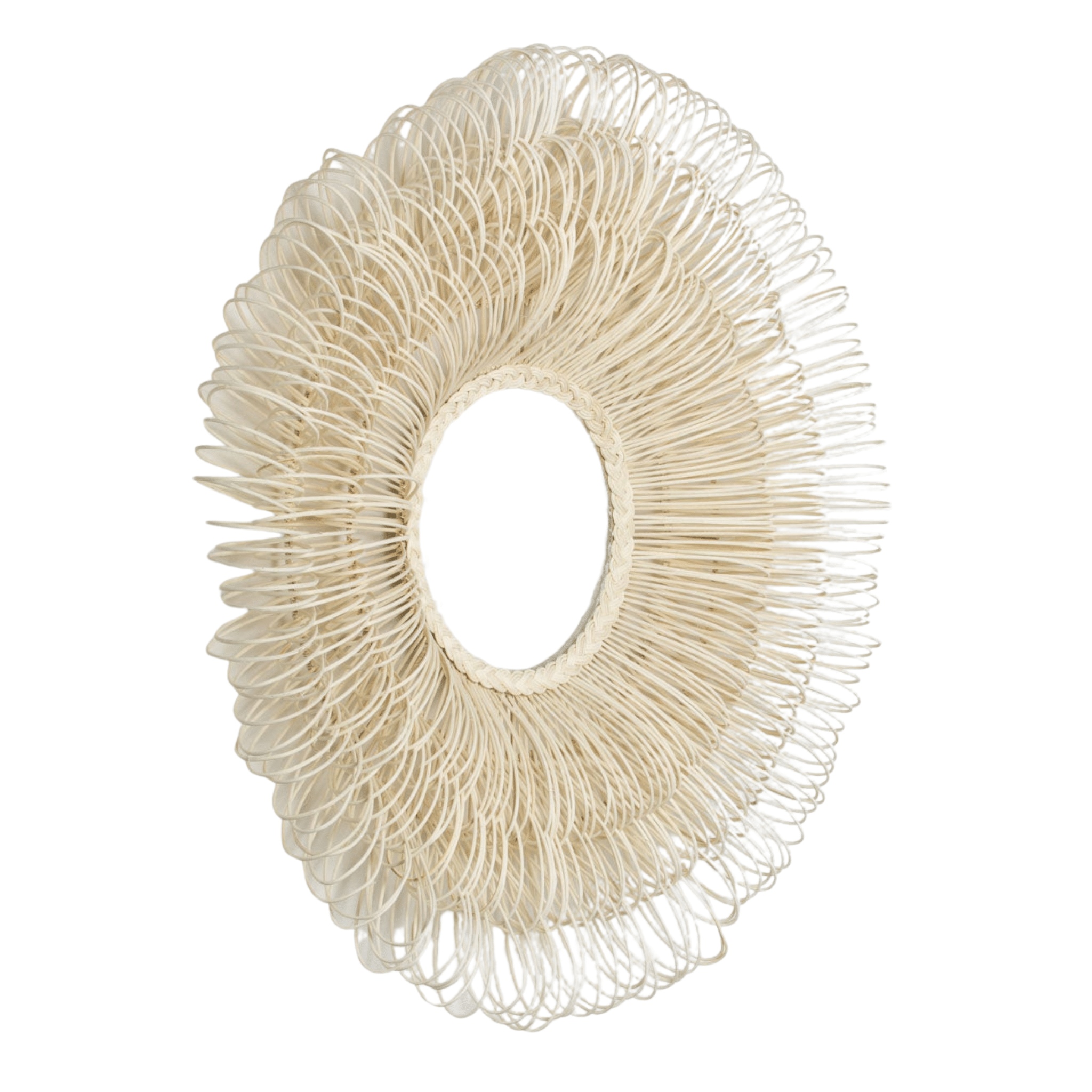 Eliza White Cane Round Mirror - Our Boat House