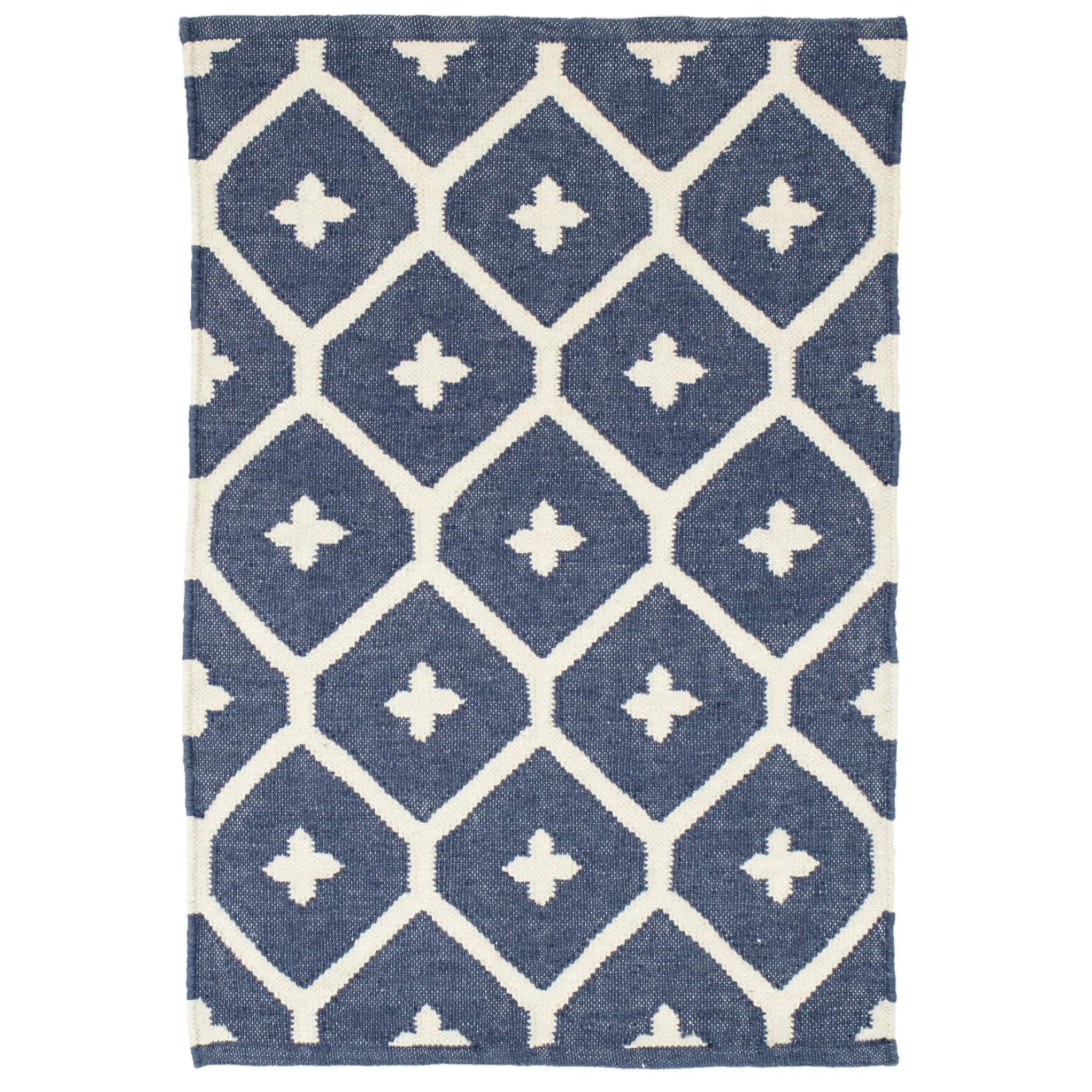 Elizabeth Handwoven Indoor/Outdoor Rug - Navy & Ivory - Our Boat House