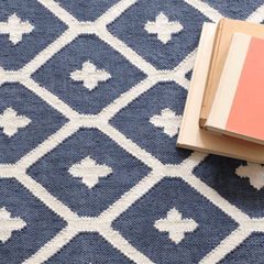 Elizabeth Handwoven Indoor/Outdoor Rug - Navy & Ivory - Our Boat House