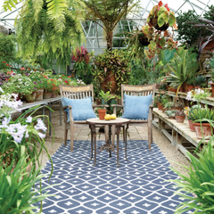 Elizabeth Handwoven Indoor/Outdoor Rug - Navy & Ivory - Our Boat House