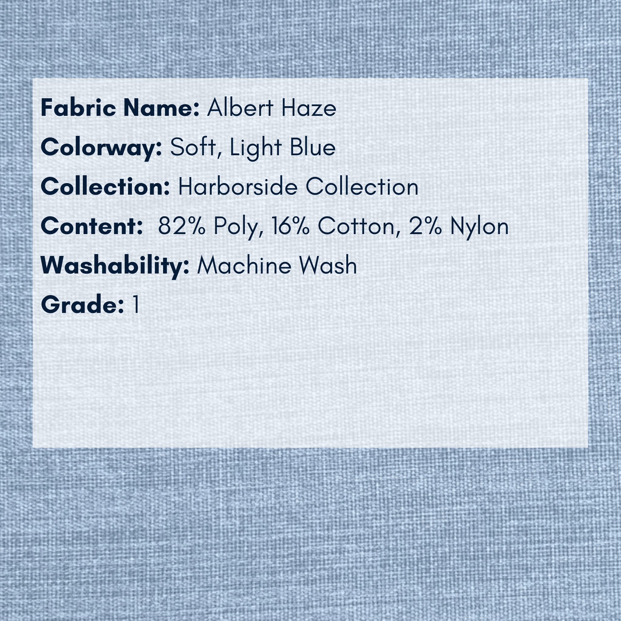 Fabric Swatch: Albert Haze - Harborside Collection - coastal inspired home furnishing