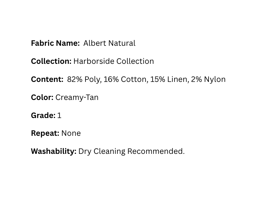 Fabric Swatch: Albert Natural - Harborside Collection - Our Boat House