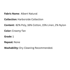 Fabric Swatch: Albert Natural - Harborside Collection - Our Boat House