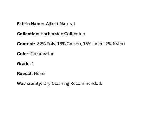 Fabric Swatch: Albert Natural - Harborside Collection - Our Boat House