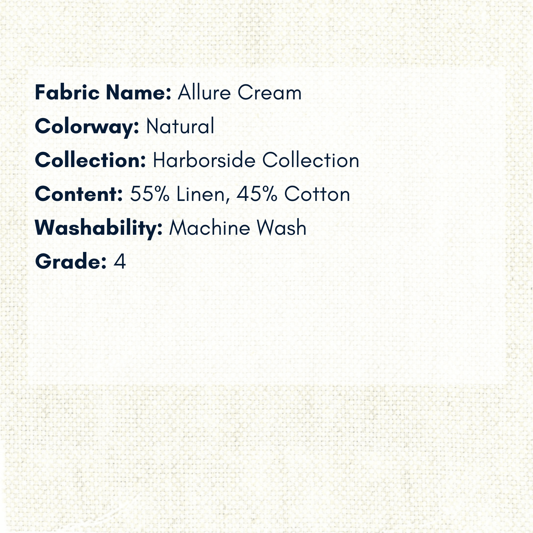 Fabric Swatch: Allure Cream - Harborside Collection - coastal inspired home furnishing