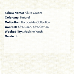 Fabric Swatch: Allure Cream - Harborside Collection - coastal inspired home furnishing