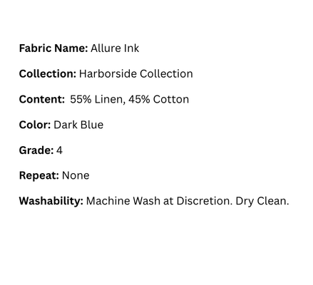 Fabric Swatch: Allure Ink - Harborside Collection - Our Boat House