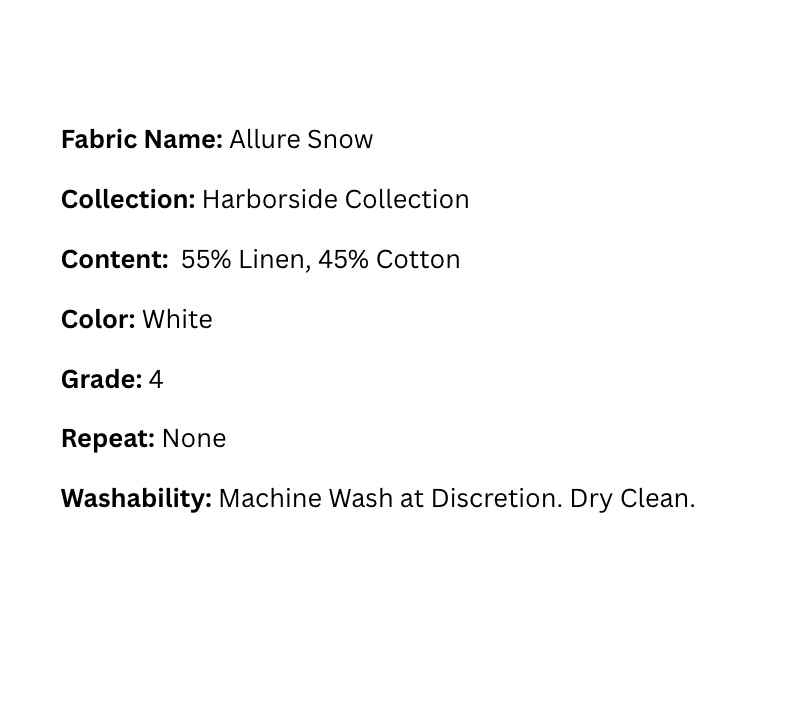 Fabric Swatch: Allure Snow - Harborside Collection - Our Boat House