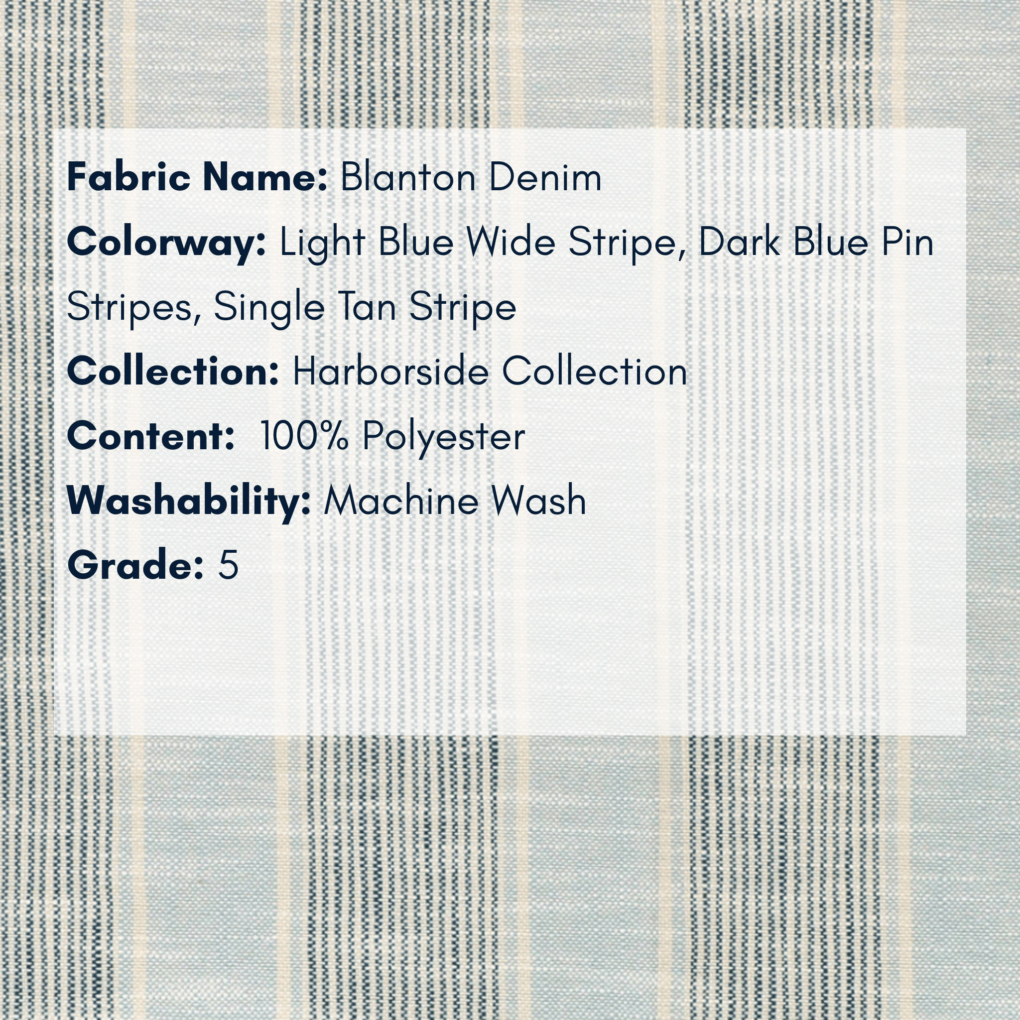 Fabric Swatch: Blanton Denim - Harborside Collection - coastal inspired home furnishing