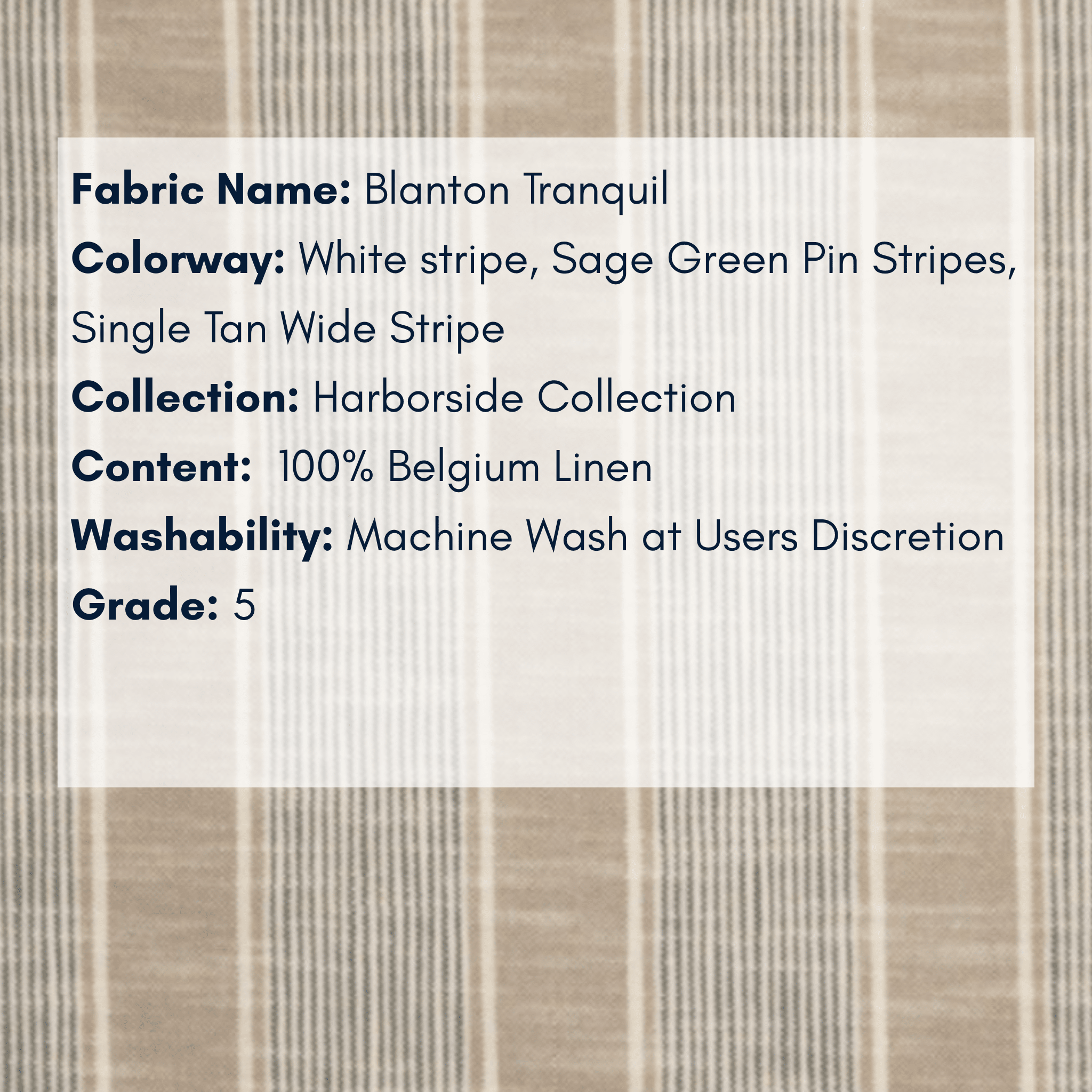 Fabric Swatch: Blanton Tranquil - Harborside Collection - coastal inspired home furnishing