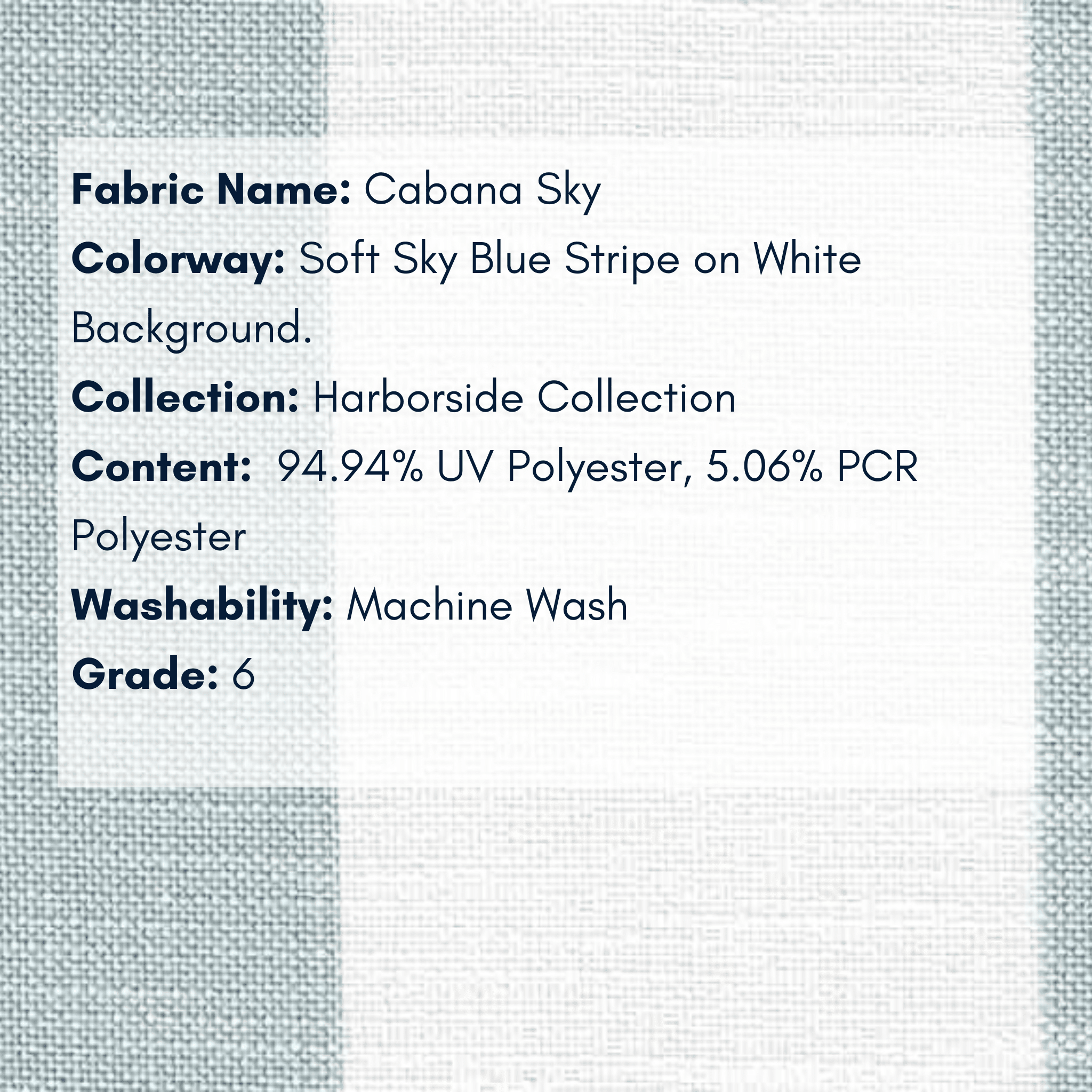 Fabric Swatch: Cabana Sky - Harborside Collection - coastal inspired home furnishing