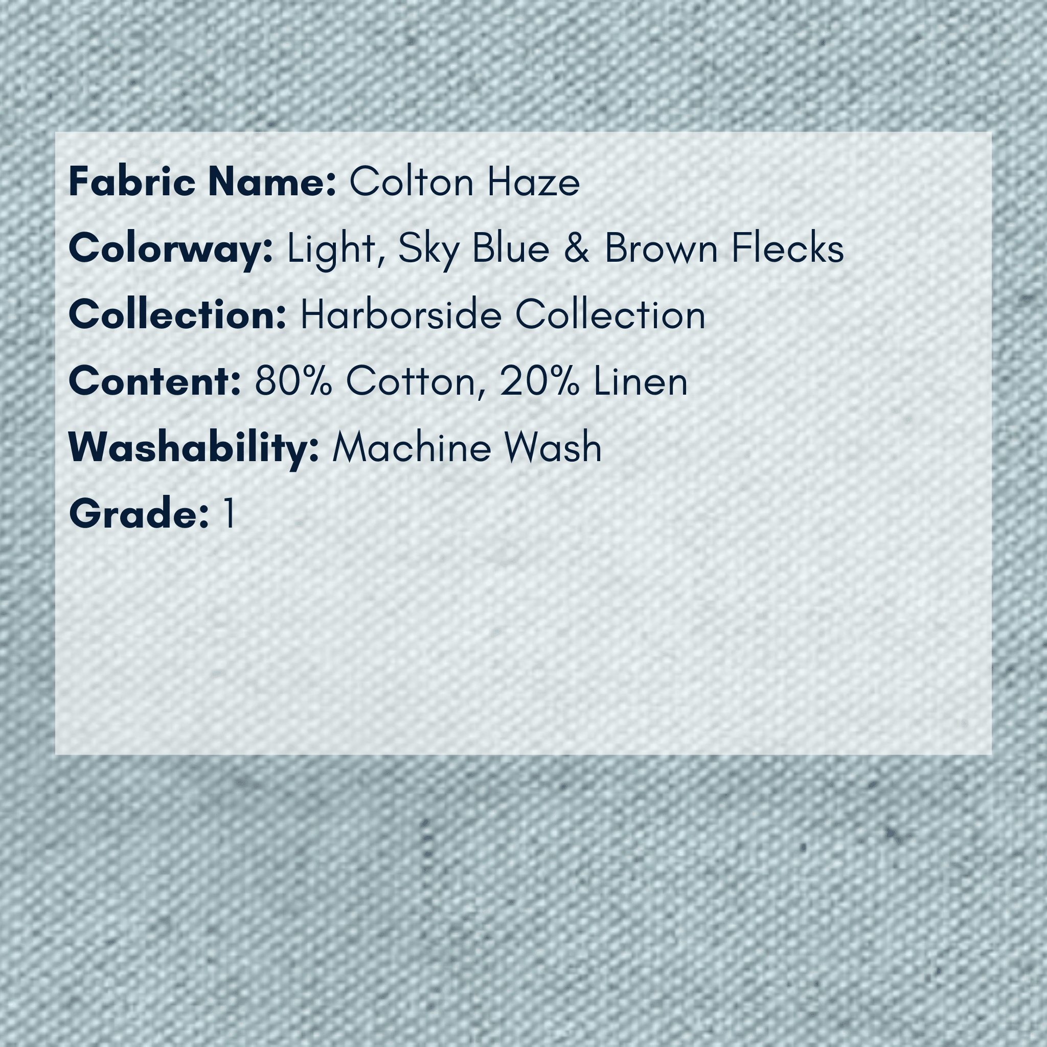 Fabric Swatch: Cotlin Haze - Harborside Collection - coastal inspired home furnishing