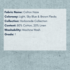 Fabric Swatch: Cotlin Haze - Harborside Collection - coastal inspired home furnishing