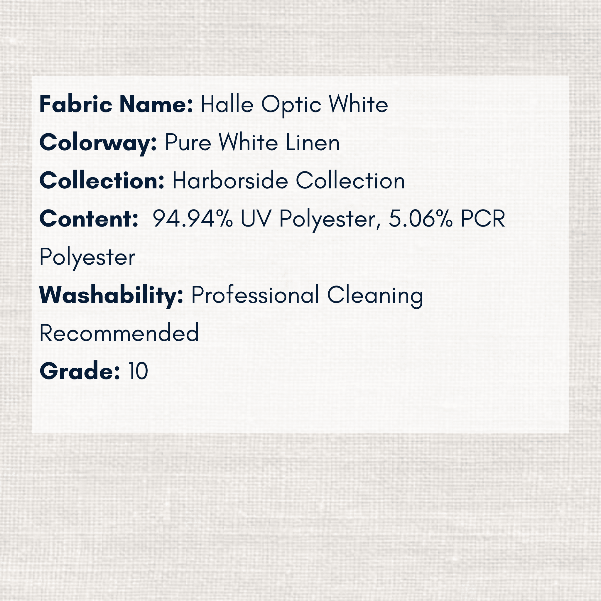 Fabric Swatch: Halle Optic White - Harborside Collection - coastal inspired home furnishing