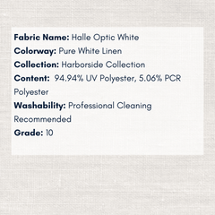 Fabric Swatch: Halle Optic White - Harborside Collection - coastal inspired home furnishing