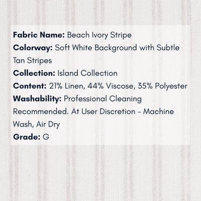 Fabric Swatch - Island Collection: Beach Ivory Stripe - Our Boat House