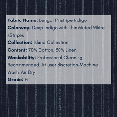 Fabric Swatch - Island Collection: Bengal Pinstripe Indigo - Our Boat House