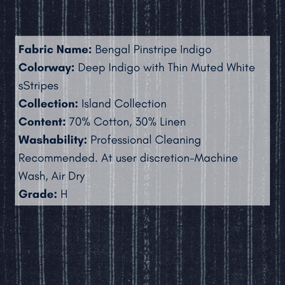 Fabric Swatch - Island Collection: Bengal Pinstripe Indigo - Our Boat House