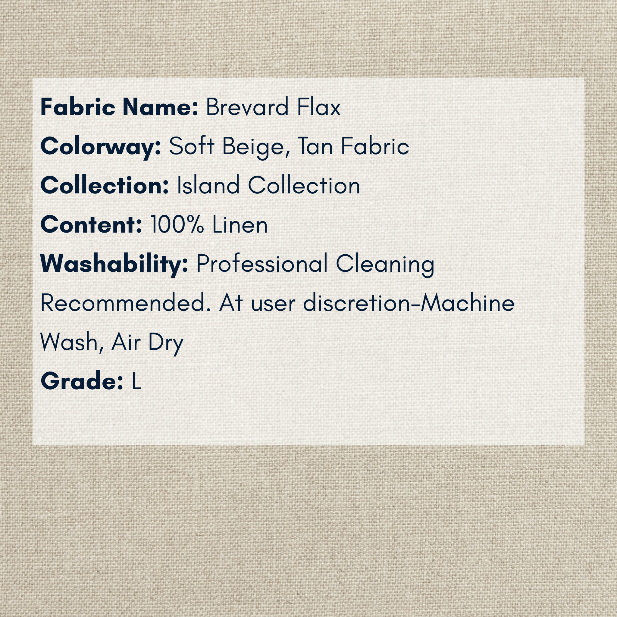 Fabric Swatch - Island Collection: Brevard Flax - Our Boat House