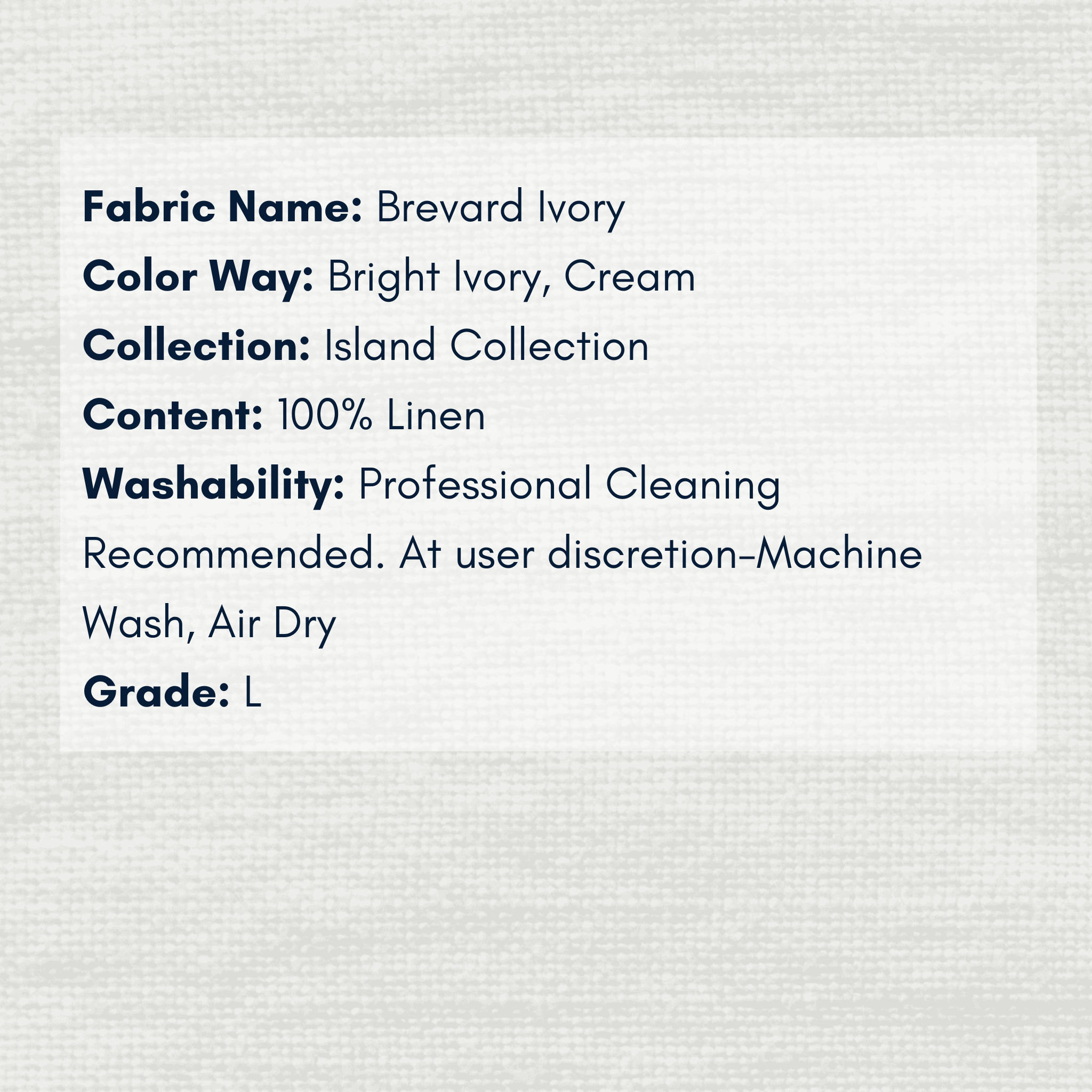 Fabric Swatch - Island Collection: Brevard Ivory - Our Boat House