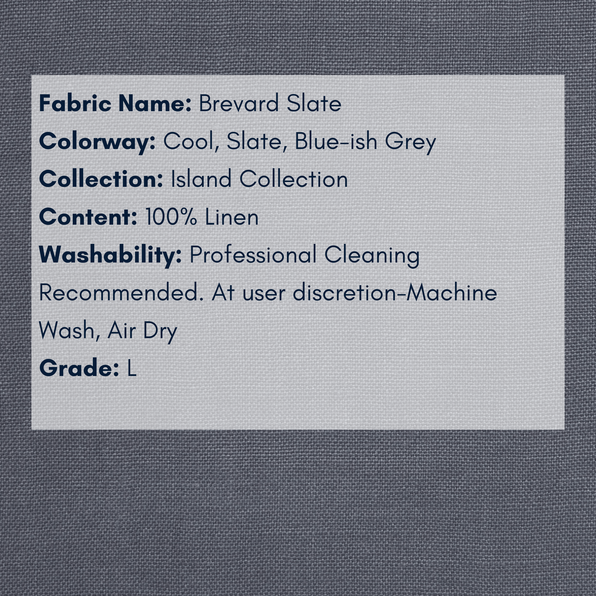 Fabric Swatch - Island Collection: Brevard Slate - Our Boat House