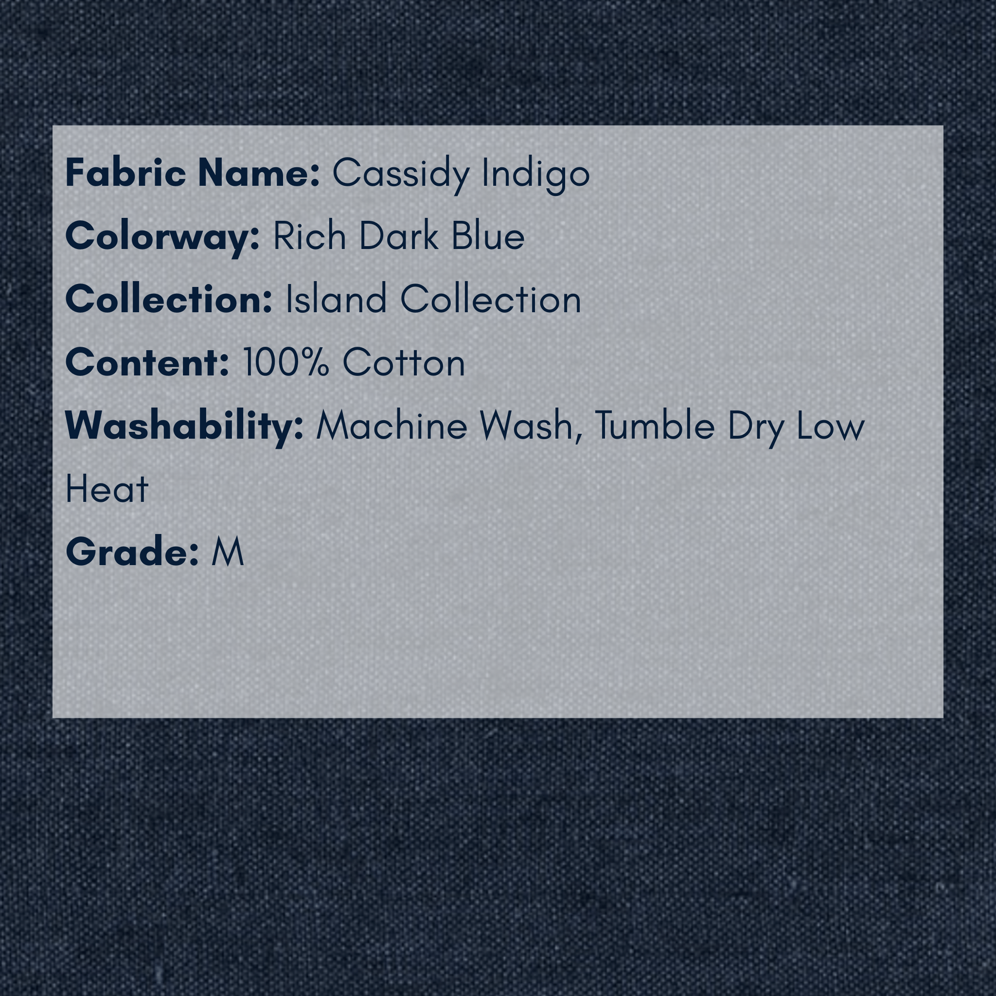 Fabric Swatch - Island Collection: Cassidy Indigo - Our Boat House
