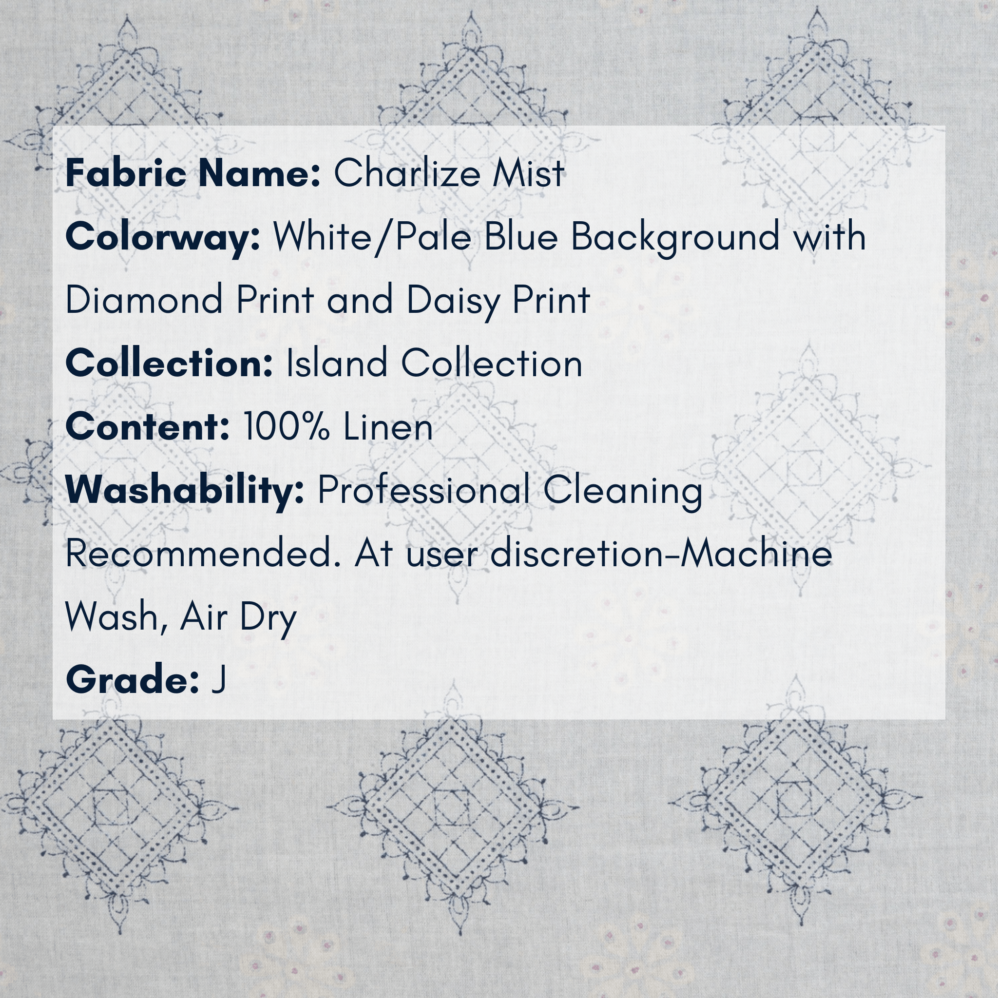 Fabric Swatch - Island Collection: Charlize Mist - coastal inspired home furnishing