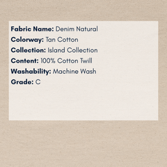Fabric Swatch - Island Collection: Denim Natural Cotton - Our Boat House