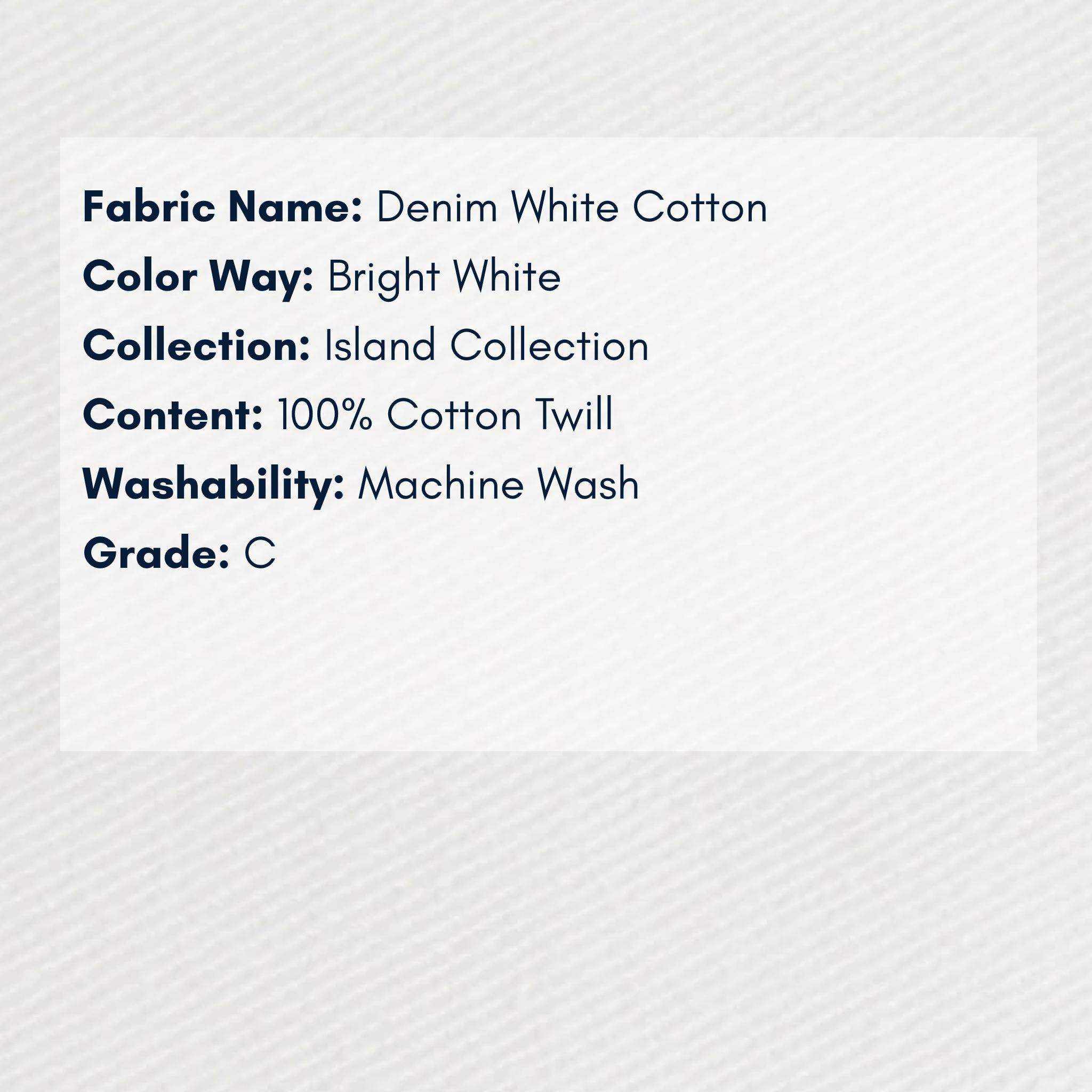 Fabric Swatch - Island Collection: Denim White Cotton - Our Boat House