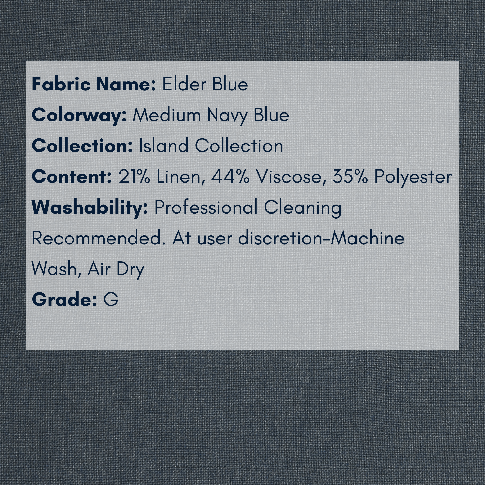 Fabric Swatch - Island Collection: Elder Blue - coastal inspired home furnishing