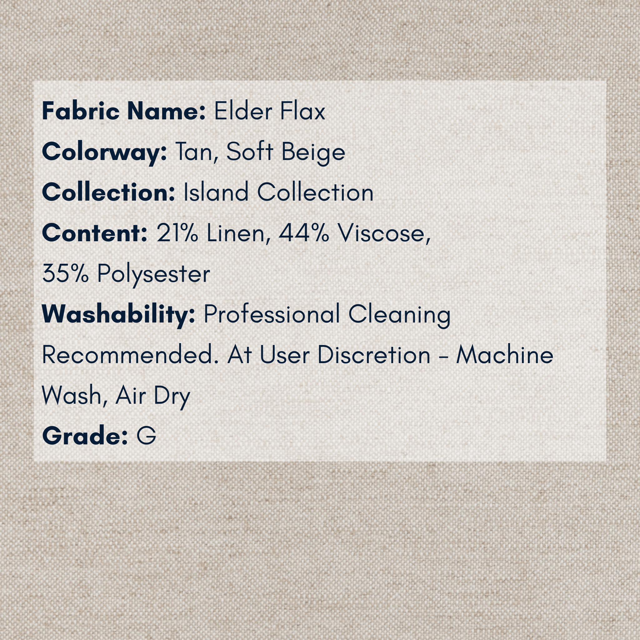 Fabric Swatch - Island Collection: Elder Flax - Our Boat House