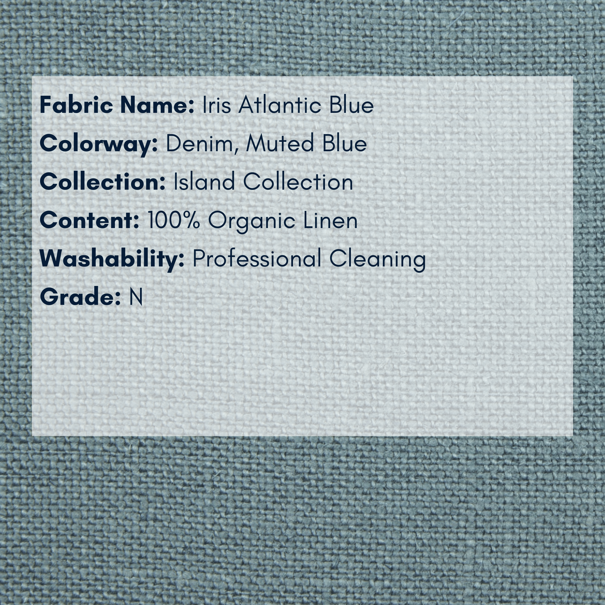 Fabric Swatch - Island Collection: Iris Atlantic Blue Organic Linen - Our Boat House