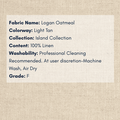 Fabric Swatch - Island Collection: Logan Oatmeal Linen - Our Boat House