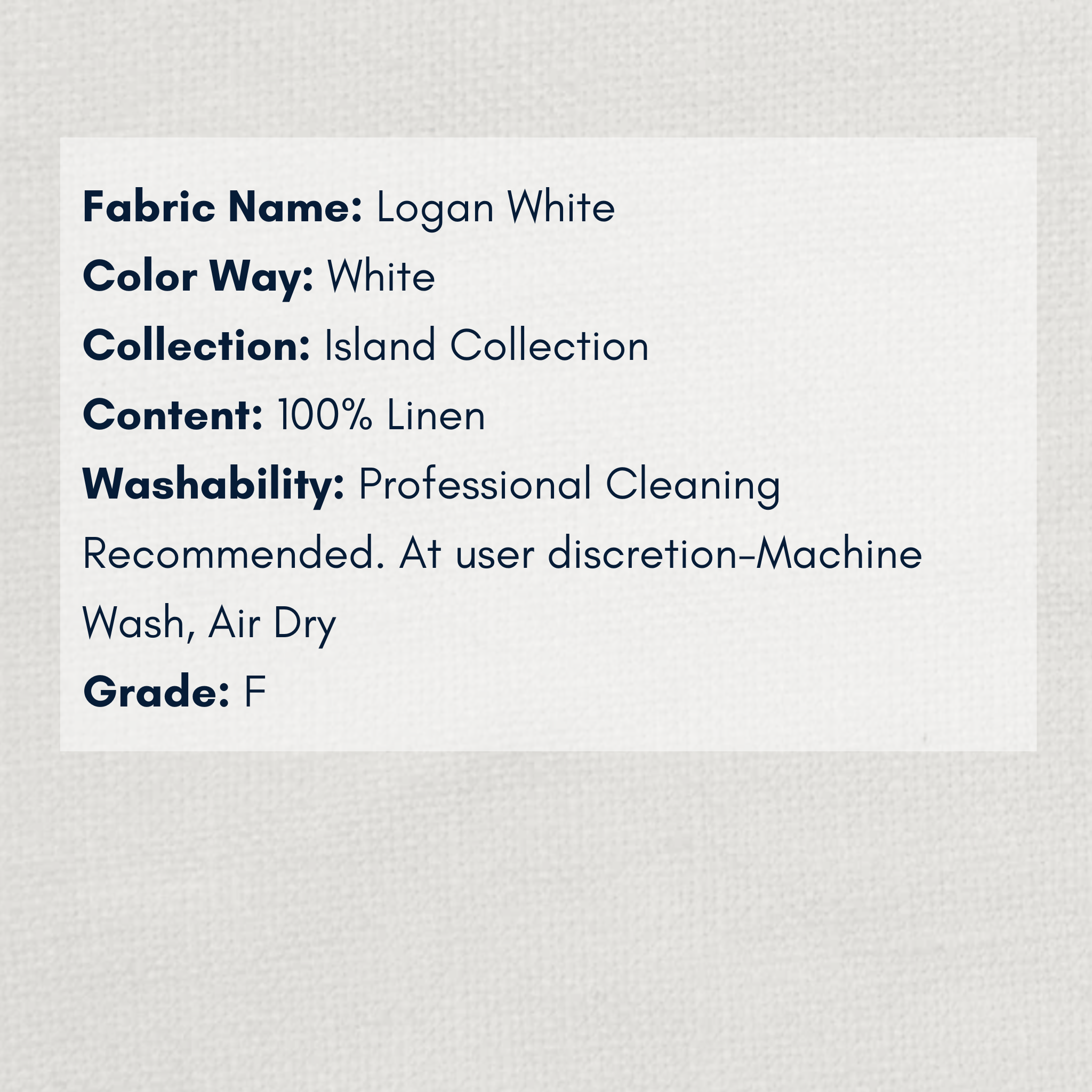 Fabric Swatch - Island Collection: Logan White Linen - Our Boat House
