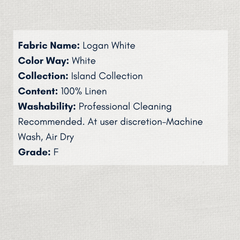 Fabric Swatch - Island Collection: Logan White Linen - Our Boat House