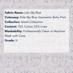 Fabric Swatch - Island Collection: Lola Sky Blue - Our Boat House
