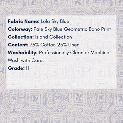 Fabric Swatch - Island Collection: Lola Sky Blue - Our Boat House