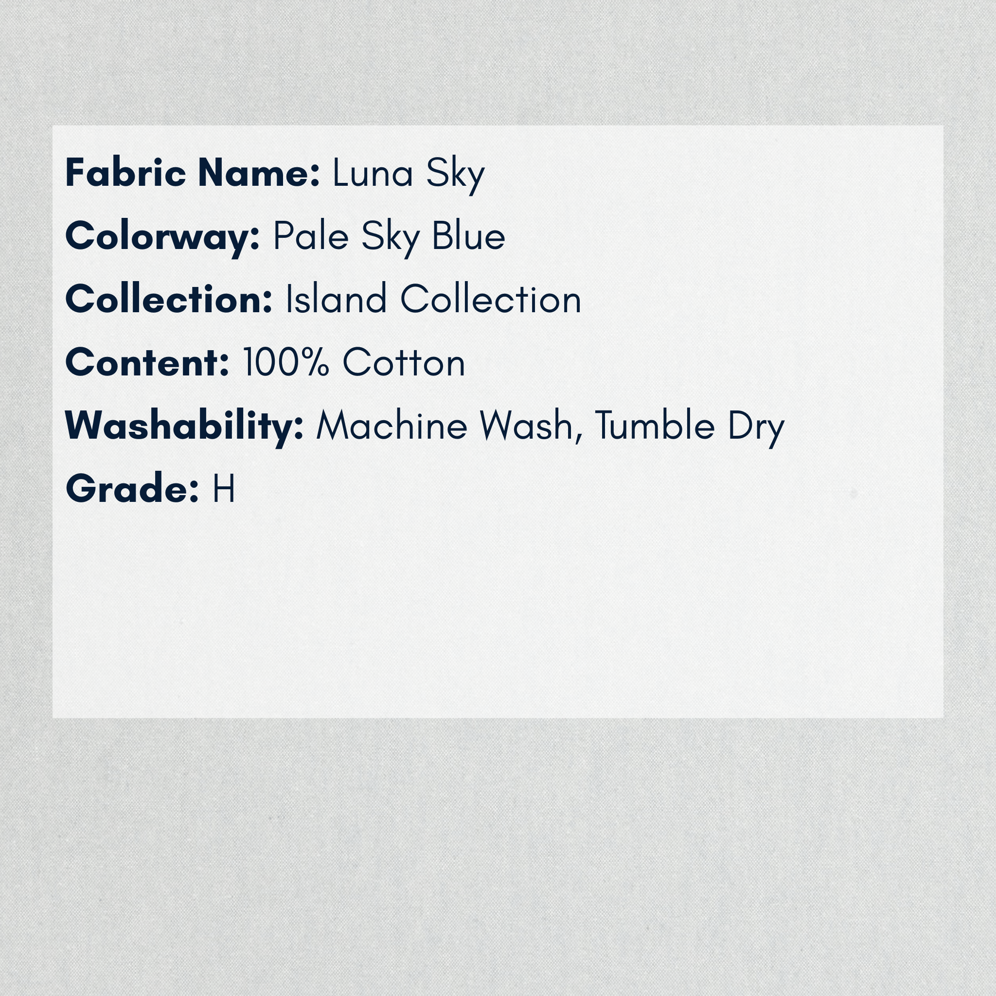 Fabric Swatch - Island Collection: Luna Sky - coastal inspired home furnishing