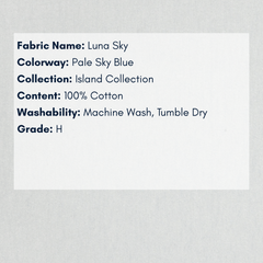 Fabric Swatch - Island Collection: Luna Sky - coastal inspired home furnishing
