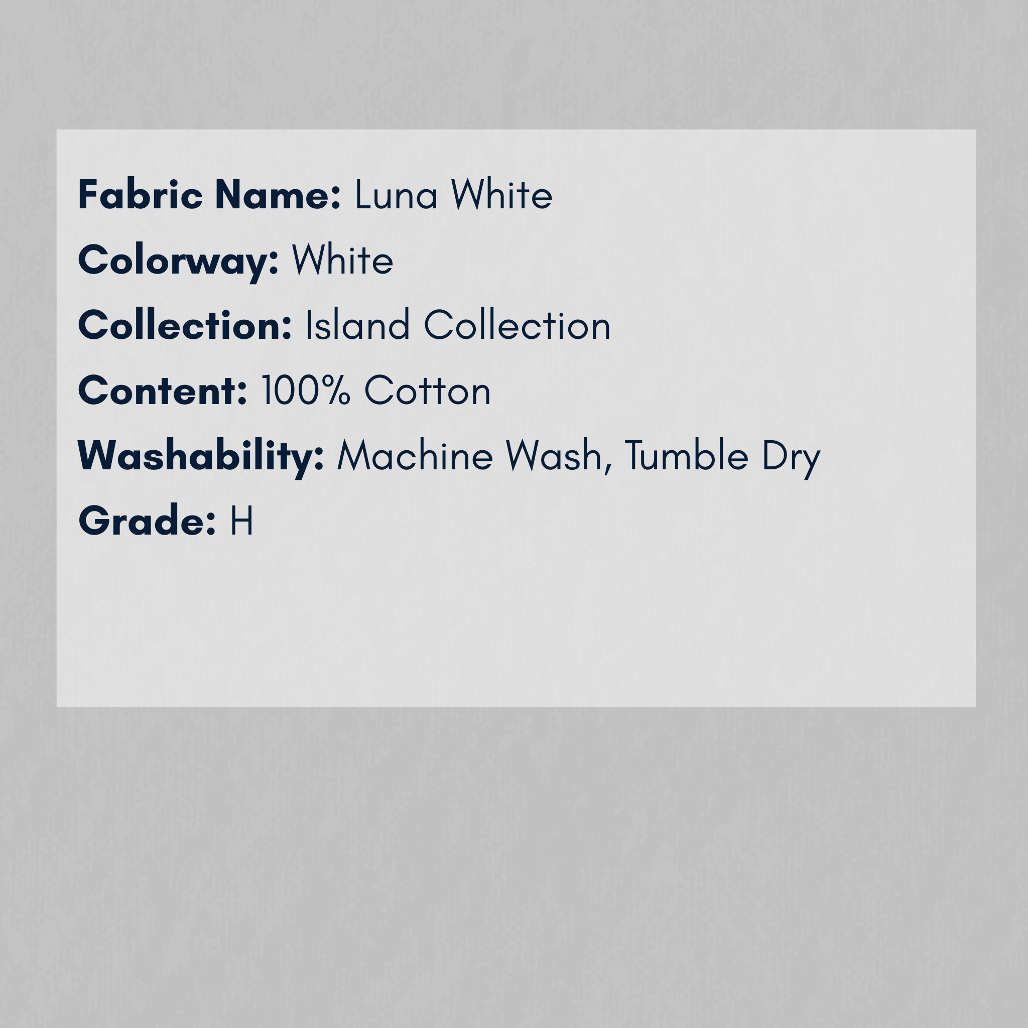 Fabric Swatch - Island Collection: Luna White - Our Boat House