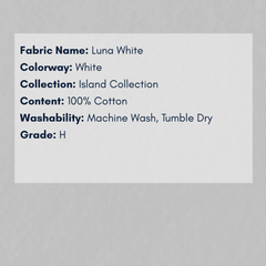 Fabric Swatch - Island Collection: Luna White - Our Boat House