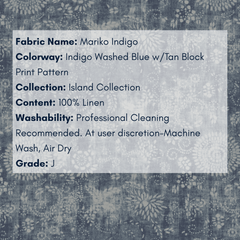Fabric Swatch - Island Collection: Mariko Indigo - Our Boat House