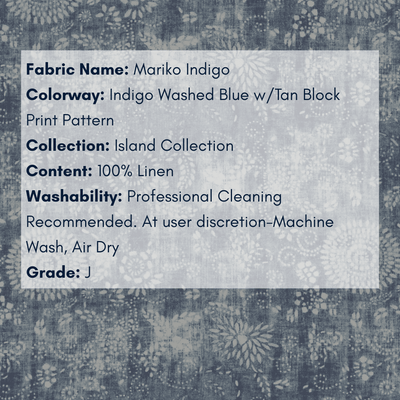 Fabric Swatch - Island Collection: Mariko Indigo - Our Boat House
